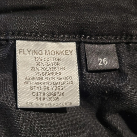 Flying Monkey Black Denim Jeans Womens Size 26 Distressed Raw Hem Skinny - Picture 7 of 7
